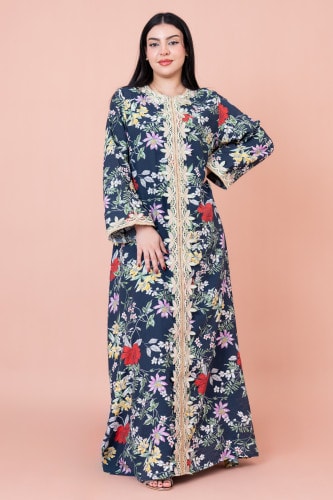 Modern Embroidered Printed Jalabiya IK1032A