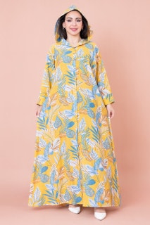 Floral Printed Hoodie Jalabiya IN1030 image