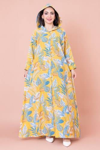 Floral Printed Hoodie Jalabiya IN1030