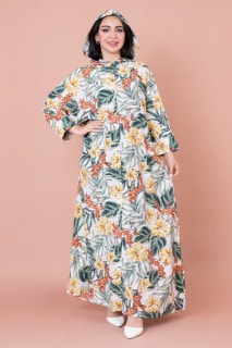 Floral Printed Hoodie Jalabiya IN1030 image