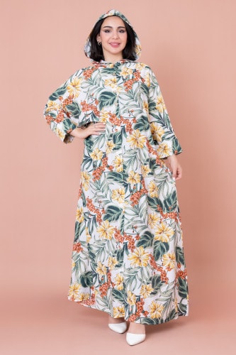 Floral Printed Hoodie Jalabiya IN1030