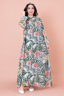 Floral Printed Hoodie Jalabiya IN1030 image