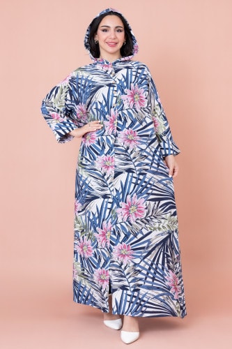 Floral Printed Hoodie Jalabiya IN1030