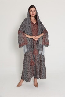 Wide Split Sleeve Arabian Jalabiya with Scarf IK1038 image