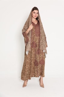 Wide Split Sleeve Arabian Jalabiya with Scarf IK1038 image