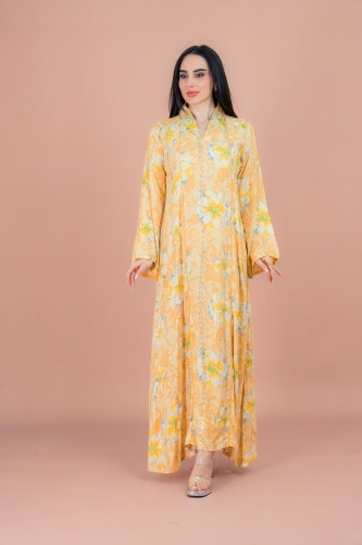 Floral Elegance Collared Jalabiya IN094