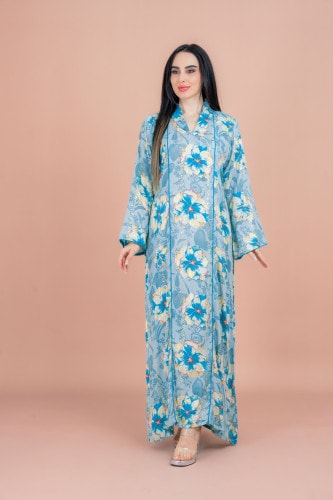 Floral Elegance Collared Jalabiya IN094