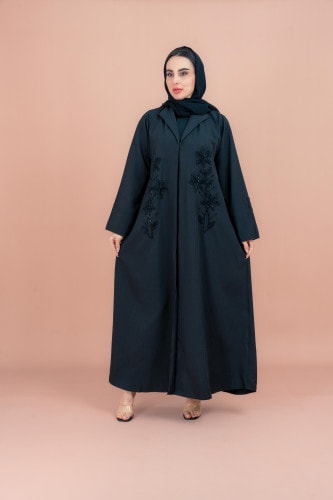 Traditional Crystal Floral Design Abaya AIK042
