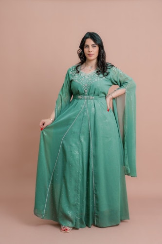 Belted Elegant 2-Piece Kaftan IKS502