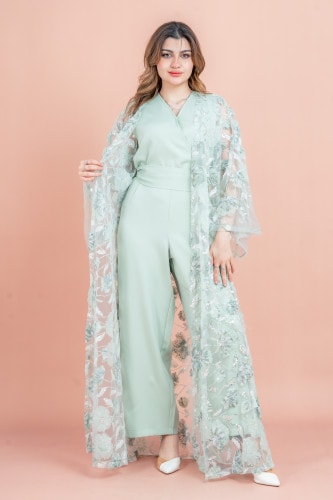 Modern Floral Fusion Abaya 1054