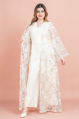 Modern Floral Fusion Abaya 1054