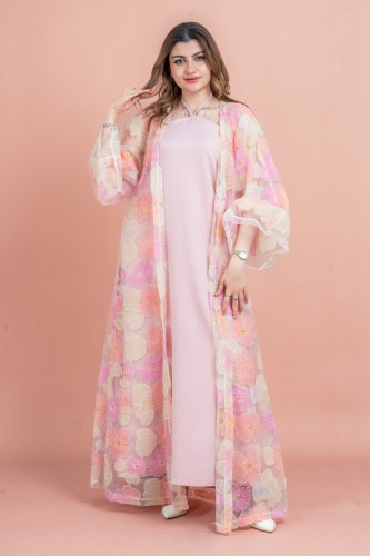 Modern Floral Fusion Abaya 1053