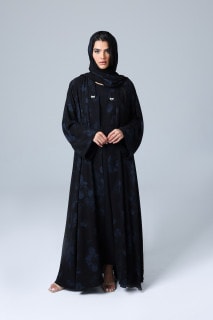 Open Blazer Neck Blue Prints Abaya ABY1169 image