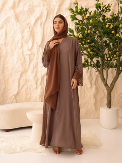 Cocoa Lace Abaya ABY1232 image