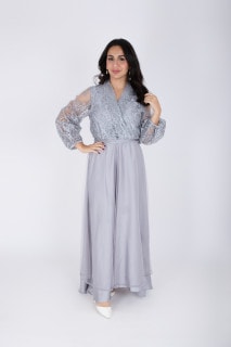 Chiffon Layered Dress Applique Design IK1058 image
