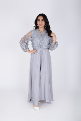Chiffon Layered Dress Applique Design IK1058