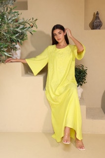 Applique Flowers Crystal Details Jalabiya IK6027 image