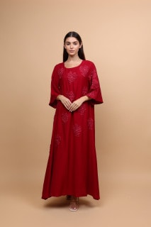 Applique Flowers Crystal Details Jalabiya IK6027 image