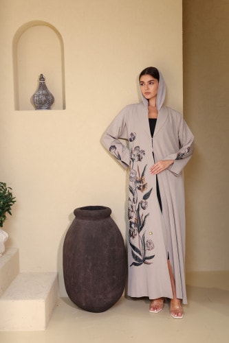 Ethereal Beige Garden-Crest Abaya ABY1248