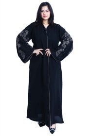 Embroidered Designed Abaya AIK8039 Black
