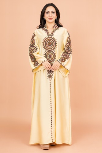Solid Embroidered Jalabiya IK1008