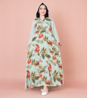 Maghrebi Leaf Hooded Jalabiya IN1033 Green image