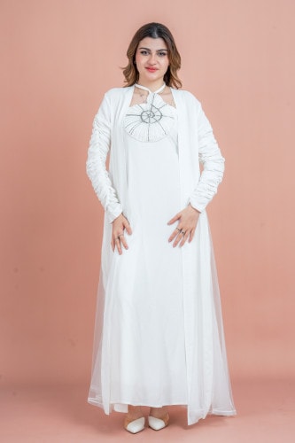 Two Pieces Unique Modest Outfit IK1042 White