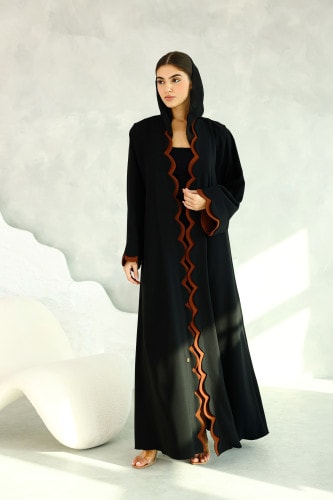 Basic Layered Circle Cut Open Abaya ABY1182
