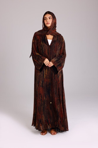 Modern Maxi Printed Design Orange Abaya ABY1202