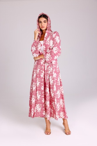Beautiful Autumn Leaves Prints Design Abaya Pink ABY1215