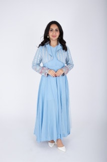 2 Piece Modern Patterned Embroidery Dress IK6020 image